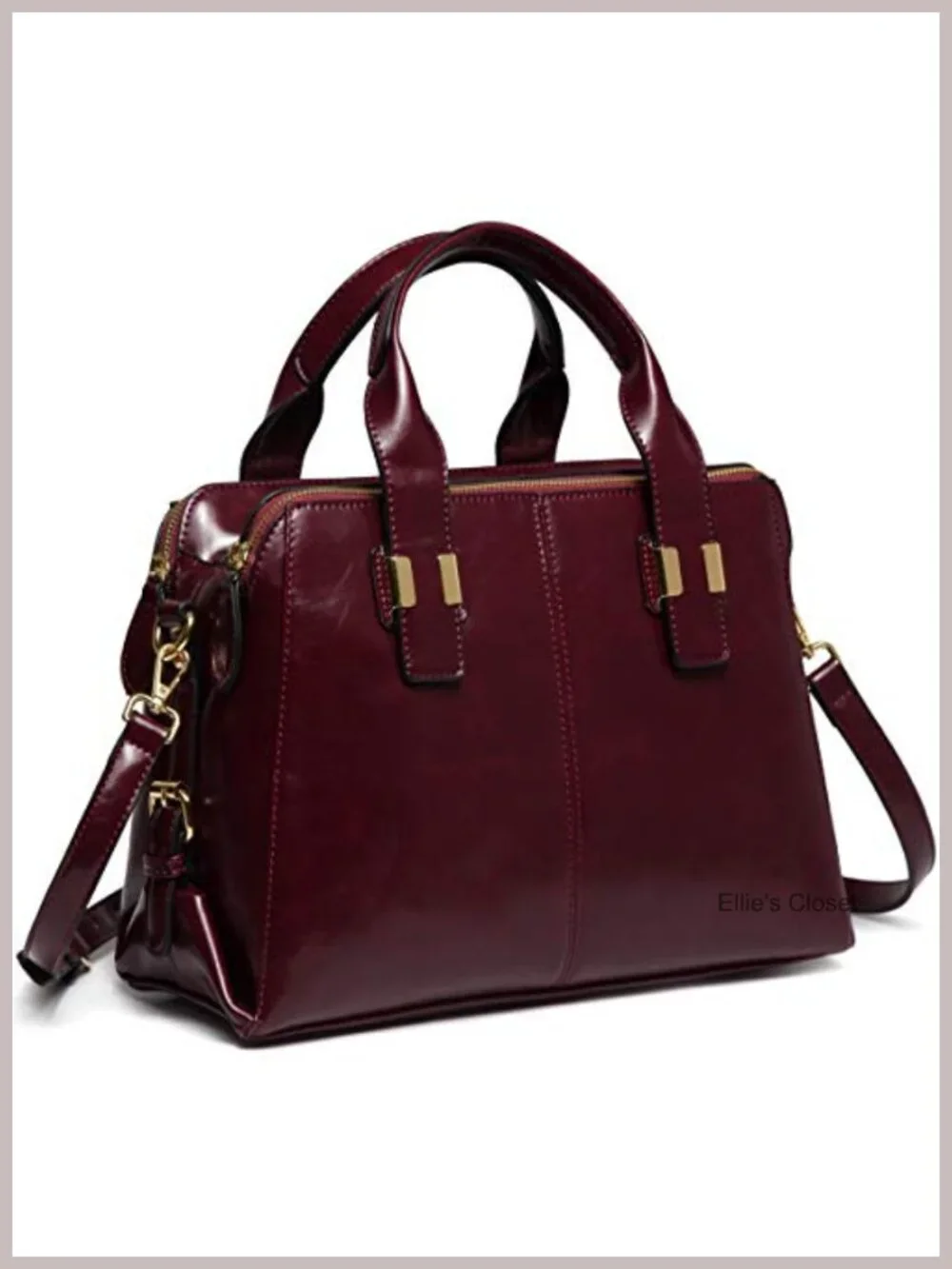 Faux Leather Satchel Bag for Women Work Tote Triple Compartments Top Handle